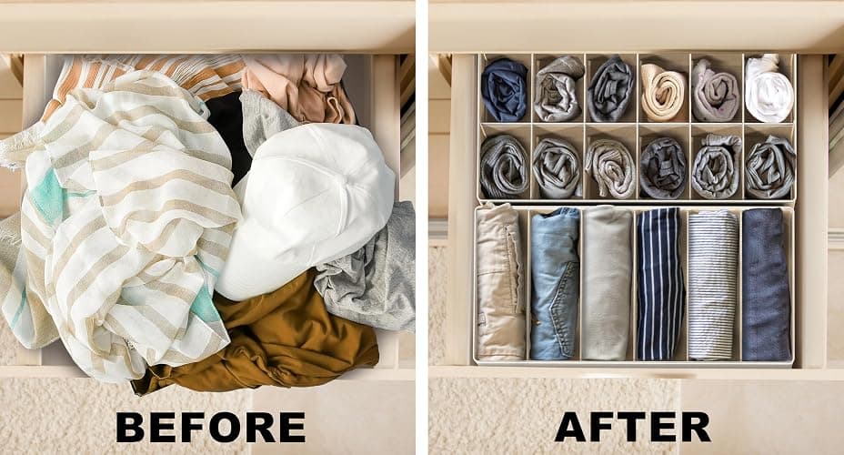Simple Houseware Closet Underwear Organizer Drawer Divider Assorted 7 Pieces, Beige thumbnail 6