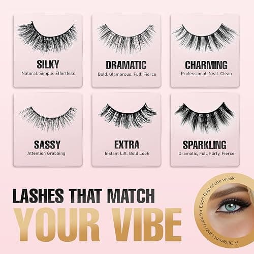 Juicy Couture 3D Faux Mink False Eyelashes - 14 Pairs with Applicator & Eyelash Glue, Wispy Natural Look, New Silky, Dramatic, Charming, Sassy & Extra Styles, Easy to Apply, Cruelty-Free & Reusable thumbnail 7