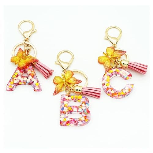 TTYY Initial Letter Keychains for Girls Women Pink Purple Green Cute Butterfly Heart Keychain for Backpack School Bag thumbnail 5