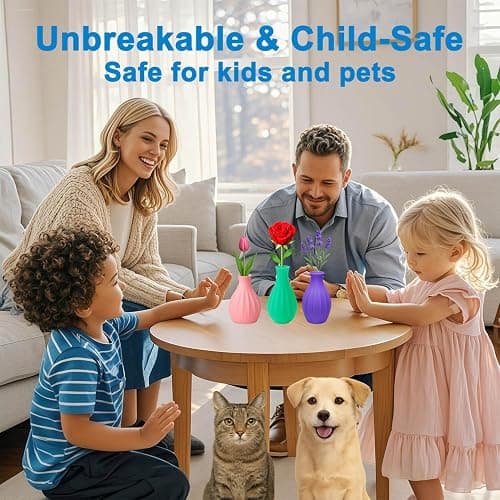 Small Unbreakable Plastic Bud Vases - Set of 6 Colorful Mini Flower Vases (3.2"-3.9") - Weighted & Leak-Proof for Table Centerpieces & Plant Lovers thumbnail 4