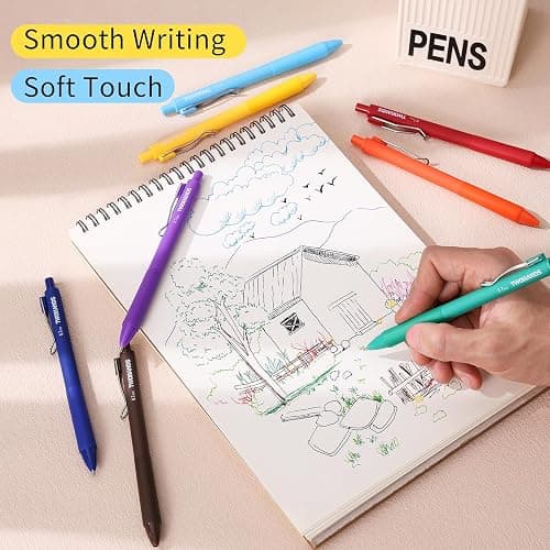 TWOHANDS Gel Pens 0.7mm Medium Point, Retractable Pen, 12 Colorful Pens | Smooth Writing Pens with Silicone Grip,Quick Dry, for Writing, Drawing, Journaling, Gifts for Women, 23506 thumbnail 5