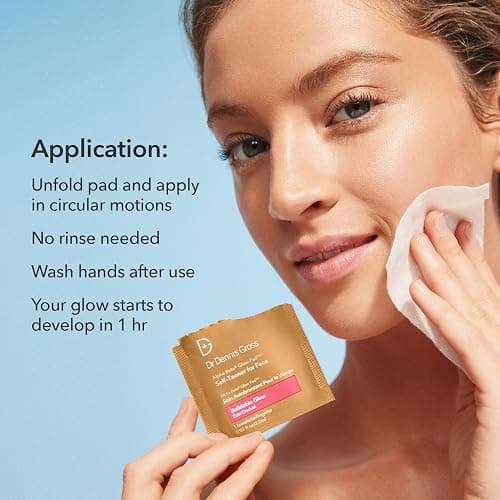 Dr. Dennis Gross Glow Pad Self-Tanner for Face – Exfoliating & Anti-Aging Towelette with AHAs & BHAs, Buildable Natural Glow, Hydrating & Streak-Free Application, 20 Pack thumbnail 8