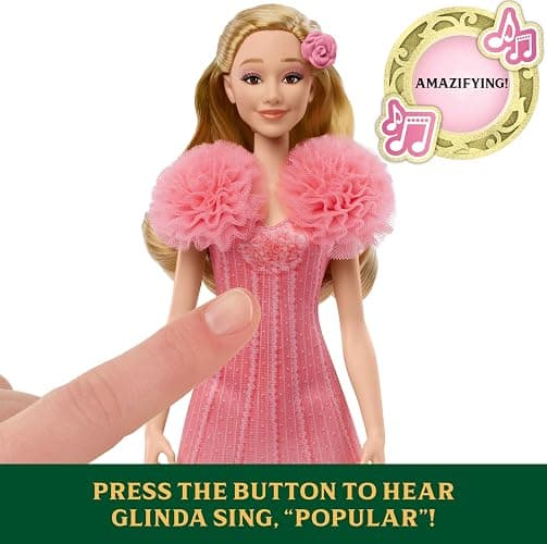 Mattel Wicked Singing Glinda Fashion Doll & Accessories, Posable with Movie-Inspired Look & Removable Outfit, Sings “Popular” thumbnail 3