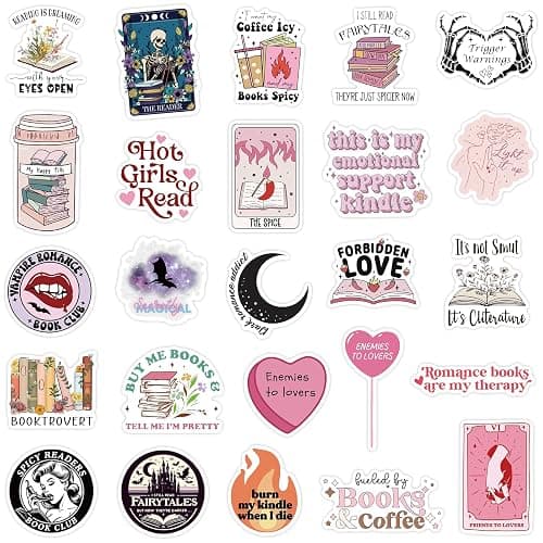 150 PCS Romance Book Stickers for Kindle – Waterproof Holographic Glitter Vinyl Bookish Stickers for iPad, Laptop, Journal, Water Bottle, Scrapbook – Booktok Aesthetic Gifts for Adult Book Lovers thumbnail 4