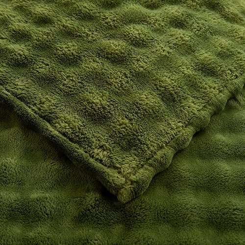 YUSOKI Luxury 3D Bubble Throw Blanket 2lb,All Ages,Home Decoration, (Olive Green,50 * 60inches) thumbnail 7