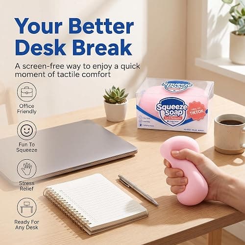 Crunchy Soap Squishy, 2026 New Bead Filled Realistic Soap-Shaped Squeeze Stress Ball ASMR Squishies, White thumbnail 3