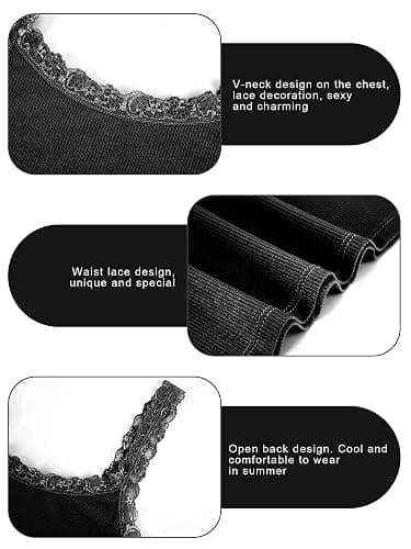 Sintege Women's Lace Patchwork Tank Top Lace Camisole Tank Sleeveless Cami Crop Y2k Tops thumbnail 5