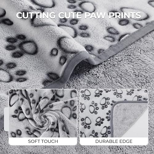 Luciphia Premium Soft Dog Blanket for Large Dogs Washable 300GSM Fluffy Warm Fleece Puppy Cat Paw Print Pet Flannel Grey Paw L(41"x31") thumbnail 5