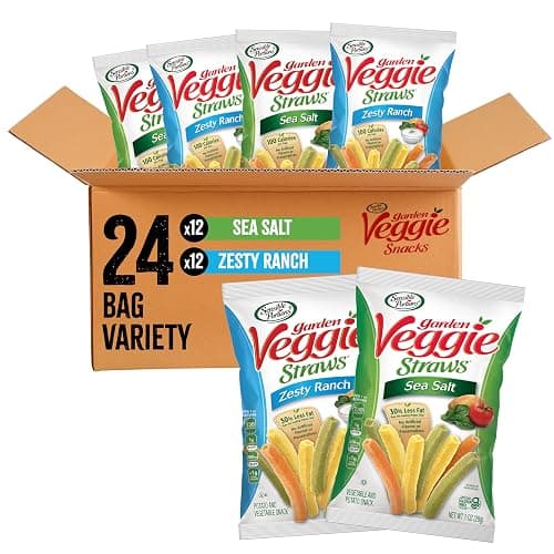 Sensible Portions Garden Veggie Snacks - Veggie Straws, Snack Size Variety Pack, Sea Salt & Zesty Ranch, 1 Oz (Pack of 24) - Image 1
