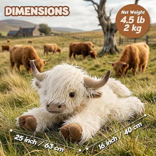 25" | 4.5 Pounds Highland Cow Weighted Stuffed Animals for Kid Adult, Microwavable Stuffed Animal Unscented, Cute Coolable Heatable Weighted Plush Warm Gifts for Christmas Birthday, Large Highland Cow thumbnail 3