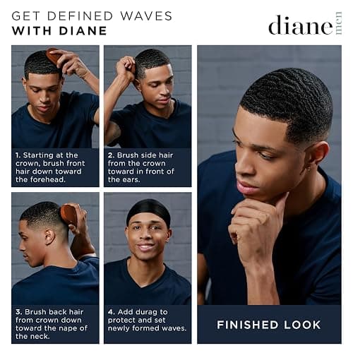 Diane Premium 100% Boar Bristle 2-Sided Club Brush for Men and Barbers, Medium and Firm Bristles for Thick Coarse Hair, Detangling, Smoothing thumbnail 4