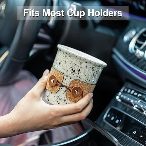 Cormomu Coffee Travel Mug, Spill Proof Coffee Tumbler, Microwave & Dishwasher Safe, Large Porcelain Coffee Cup, Tea Mug with Lid, Coffee Gifts for Men & Women, 13.5oz thumbnail 2