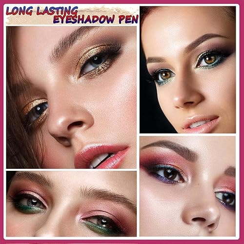 SAUBZEAN Rose Gold Eyeshadow Stick Makeup, Highlighter Matte Cream Eye Shadow Pencil, Waterproof Hypoallergenic Long Lasting Crayon, Glitter Primer Palette Shimmer Eyeliner Pen wiht Soft Brush thumbnail 6