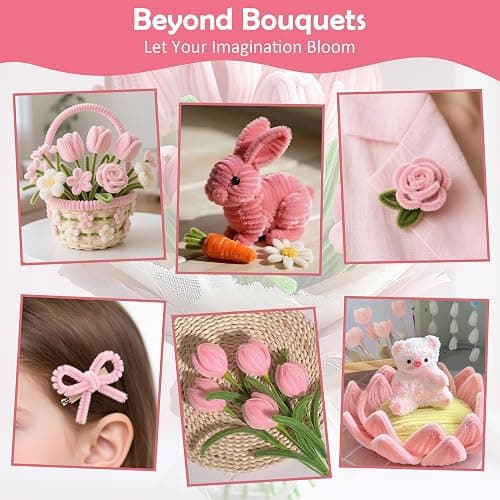 EARLY MINDS 500 Pcs Pipe Cleaners Craft Kit for Flower Making, Complete DIY Flower Craft Set with Chenille Stems, Craft Wire, Stamen, Tape, Ribbon & More, Perfect for Arts, Gifts & Decorations thumbnail 8