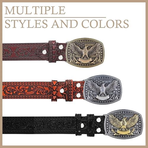 Fibbadet Eagle Belt Buckle Men- American Flag Reindeer Elk Cowboy Belt Buckle Western Outfit Costume Accessories thumbnail 2