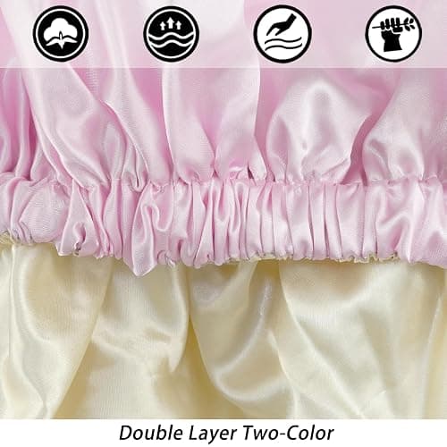 Satin Bonnet Silk Bonnet Hair Bonnet for Sleeping-Slouchy Beanie Hat Satin Sleep Cap for Women's Natural & Curly Hair(Black&Pink) thumbnail 6