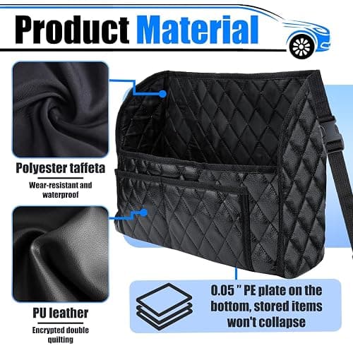 BFXM Car Purse Holder Between Seats, Leather Auto Front Seat Handbag Organizer Pocket, Large Capacity Car Net Pocket Handbag Holder, Backseat Barrier Storage Bag Fits for Car, Truck, SUV thumbnail 8