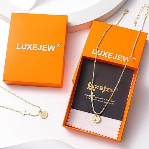 Cross Necklace for Women with Initial, 14K Gold Plated Letter Pendant Small Cross Chain Necklaces Dainty Gold Necklace for Women Baptism Religious Faith Jewelry Gift Christmas Stocking Stuffers thumbnail 7