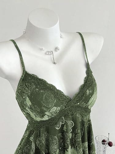 Verdusa Women's Y2K Babydoll Tops Lace Sequin Going Out Top V Neck Camisole Ruffle Peplum Shirts thumbnail 2