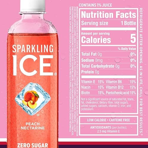 Sparkling Ice Pink Variety Pack, Flavored Sparkling Water, Zero Sugar, and Vitamins and Antioxidants, 17 fl oz, 12 count (Black Cherry, Peach Nectarine, Coconut Pineapple, Fruit Punch) thumbnail 10