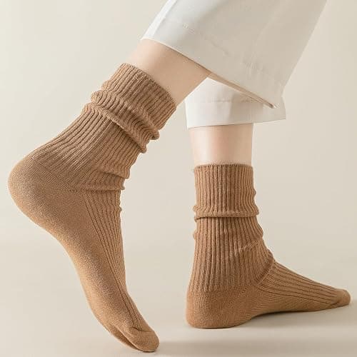 Flydo 6 Pack Women's Crew Socks - Cotton, Cute Casual Athletic Soft Aesthetic thumbnail 6