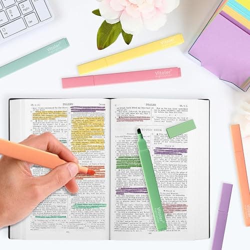 Vitoler Bible Highlighters No Bleed, Assorted Colors,Aesthetic Cute 8 pack | Assorted Color,Cute Pastel,high quality for bible study,books,journal,writing,school office thumbnail 2