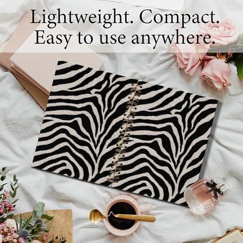 KTYHD Black White Zebra Stripe Notebook 5.5x8.3in, Zebra Spiral Journal | Black White Zebra Stripe Hardcover Spiral Notebook for Writing, Cute Animal Print Journal for Women School Supplies thumbnail 3