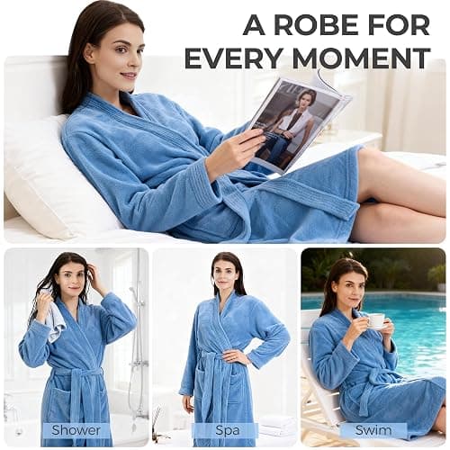 PJGGZ Towel Robe for Women – Soft Absorbent Kimono Bathrobe, Quick-Dry Spa Shower & Hotel Use thumbnail 5