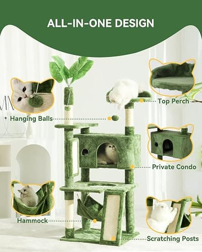 Hoopet 63IN Cat Tree Tower for Indoor Cats Large Adult, Cat Scratching Posts Featuring with Scratching Boards, Wide Plush Perch and Interactive Dangling Balls Ideal for Multi-Cat Households thumbnail 3
