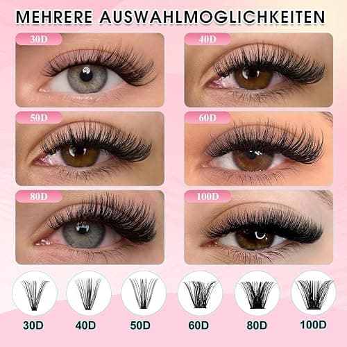GEMERRY Lash Clusters Kit 565Pcs Eyelash Extensions Kit Individual Lashes D Curl Fluffy Wispy False Eyelashes with Lash Bond and Seal and Tweezers(30D+40D+50D+60D+80D+100D, 8-16mm) thumbnail 2