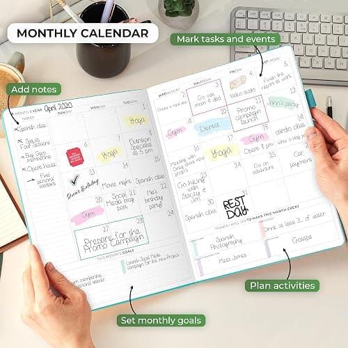 Clever Fox Planner PRO Schedule – Undated Weekly & Monthly Life Planner with Time Slots, Appointment Book & Daily Organizer, A4 (Turquoise) thumbnail 4
