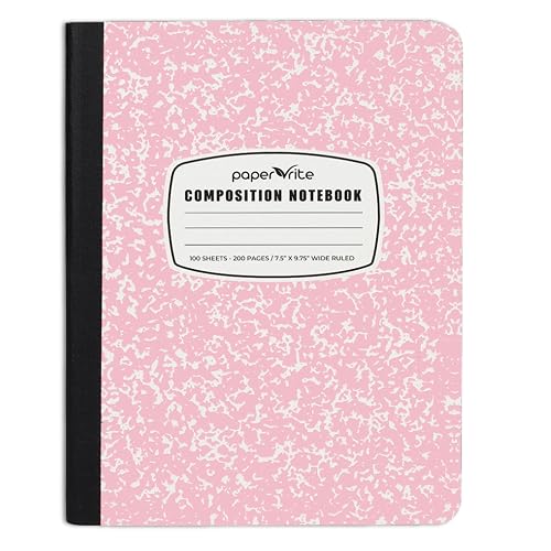 Paper Rite Assorted Marble Composition Notebook Wide Ruled (9.75x7.5 in), 100 Sheets | 200 Pages | For School, Office, Students, Teachers (1, Light Pink) - Image 1