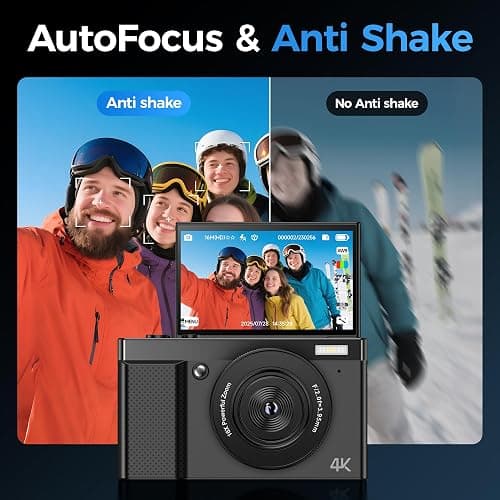 4K Digital Camera for Photography Vlogging: 64MP Cam for YouTube with 3" 180° Flip Screen - 16X Digital Zoom Point and Shoot Camara with 32GB Micro SD Card for Kids Teens Beginners thumbnail 7