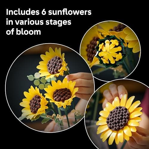LEGO Botanicals Sunflower Bouquet Building Set for Adults, Ages 18+ - Artificial Flowers for Home Office, Bedroom or Desk Decor - Gifts for Women & Men - 11502 thumbnail 4