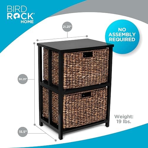 BIRDROCK HOME 2 Tiered File Cubby w/Wood Top - File Cabinet, Home Office Storage, Nightstand, Decorative Wooden Organizer | Desk, Modern Table, Shelves, Side Table, Craft Furniture - Brown Wash thumbnail 2
