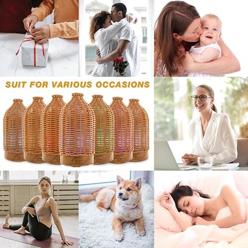 VICTORIA AROMA Essential Oil Diffuser - Multifunction Aromatherapy Diffuser 7 LED Color Changing Light 100ML Rattan Diffuser Easy to Clean Suitable for Home,Office (Tan) thumbnail 5
