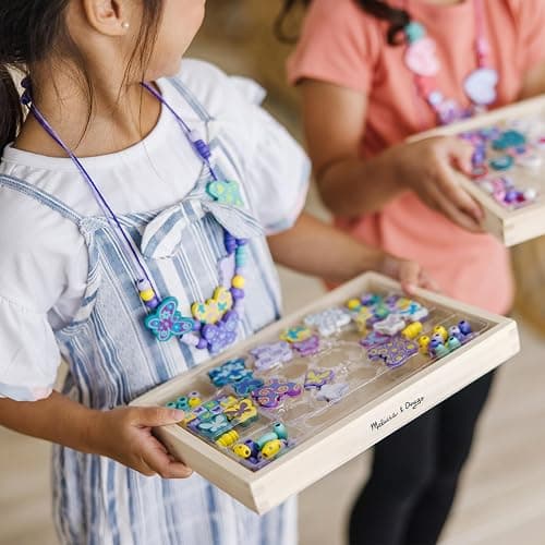Melissa & Doug Wooden Bead Kits, Set of 2, Sweet Hearts and Butterfly Friends (Arts & Crafts, Easy to Use, Handy Wooden Tray, 120 Wooden Beads & 5 Color Cords) - English Only Packaging thumbnail 2