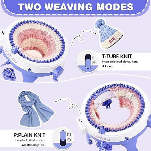 BZVV Knitting Machine for SENTRO 48 Needles Smart Knitting Crochet Machine with Row Counter for Adults and Beginners, Knitting Board Rotating Double Loom thumbnail 5