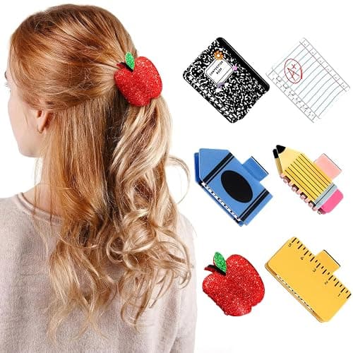 Yuxung 6 Pcs Teacher Gifts Teacher Hair Clips Pencil Claw Clips Back to School Gift Cute Apple Hair Clip Teachers Appreciation Gift for Women - Image 1