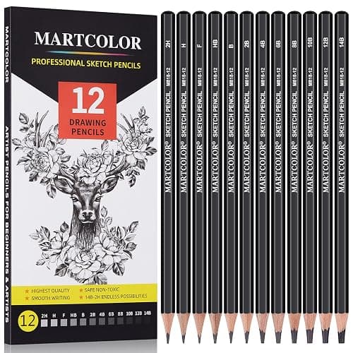 MARTCOLOR Drawing Sketching Pencils Set, 12 Pack Graphite Pencils(14B - 2H), Ideal for Drawing Art, Sketching, Shading, Artist Pencils for Beginners & Pro Artists - Image 1