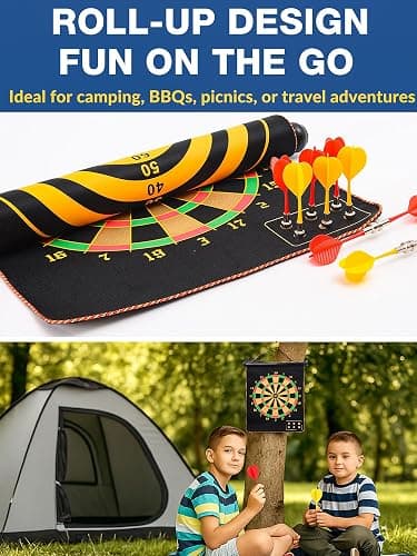 Magnetic Dart Board for Kids, Teens, Adults, Double-Sided Roll-Up Dart Board Games for Kids Age 3-18 with 12 Magnetic Darts, Indoor Outdoor Boys Toys for Backyard, Gifts for Teen Boys thumbnail 4