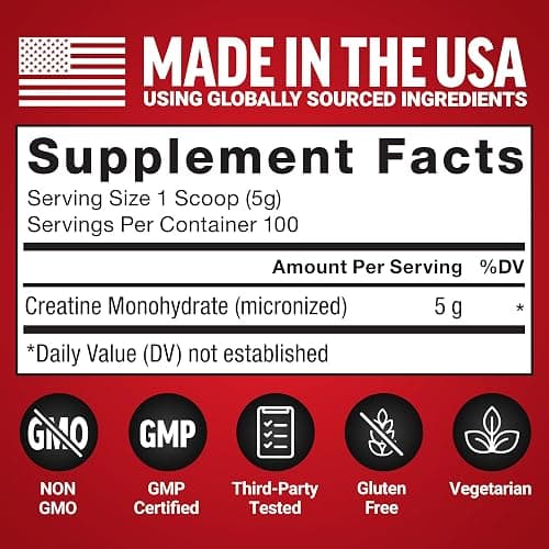Force Factor Creatine Monohydrate Micronized Powder 500G, 5g Dose to Support Muscle Growth, Strength, Recovery, Cognitive Health & Memory, Unflavored, 100 Servings, 17.6 Oz thumbnail 6