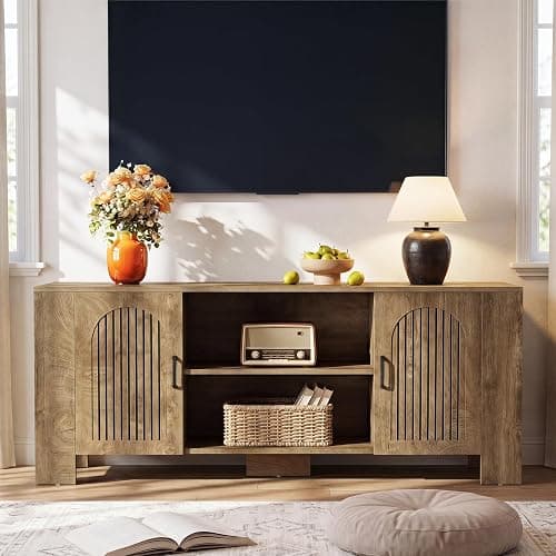 Tribesigns 70.8" Long TV Stand for 65/70/75 Inch TVs, Wood Large Entertainment Center with Storage Cabinets & Shelves, Modern Minimalist TV Console for Living Room, Bedroom, Apartment, Brown thumbnail 8