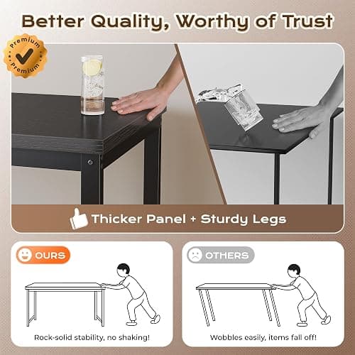 Huuger 55 x 24 inch Desk with Power Outlets & USB-C, Deeper & Thicker Desktop, Robust Metal Tubes, Computer Desk, Heavy Duty Office Desk, Work Gaming Desk for Home Office, Black thumbnail 6