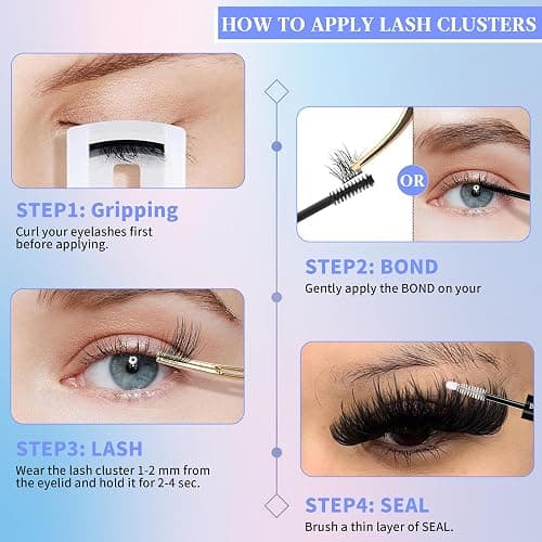 300D Lash Clusters Extensions Mega Cluster Eyelash Lashes 224 Pcs Thick Volume D Curl Wispy Individual Lashes DIY Lash Extension 12-25MM False Eyelashes Makeup at Home Replacement for Yaiseiko thumbnail 7