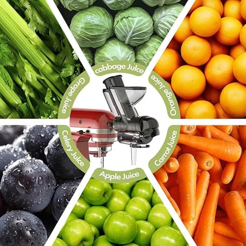 Heiolkako Masticating Juicer Attachment for KitchenAid Stand Mixer, Cold Press Juicer machines with Dual Feed Chute, Slow Masticating Juicer, Attachment for Kitchenaid Mixers thumbnail 7