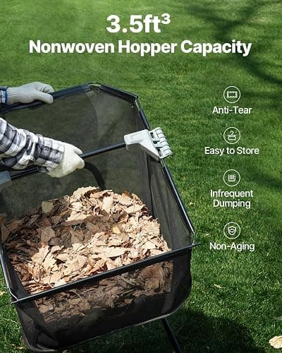 VEVOR Push Lawn Sweeper, 21inch Leaf & Grass Collector, Heavy Duty Thickened Steel Durable to Use with Large Capacity 3.5 cu. ft. Mesh Collection Hopper Bag, 2 Spinning Brushes thumbnail 7