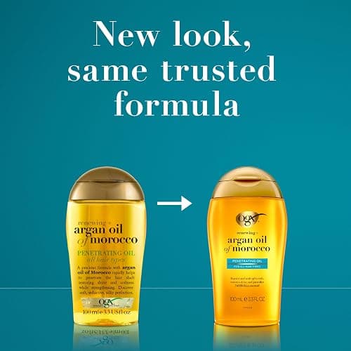 OGX Renewing + Argan Oil of Morocco, Cold-Pressed Argan Oil for Hair Penetrating Treatment & Shine, Moisturizing & Strengthening Silky Oil for All Hair Types, Paraben & Sulfate Free, 3.3 fl oz thumbnail 2