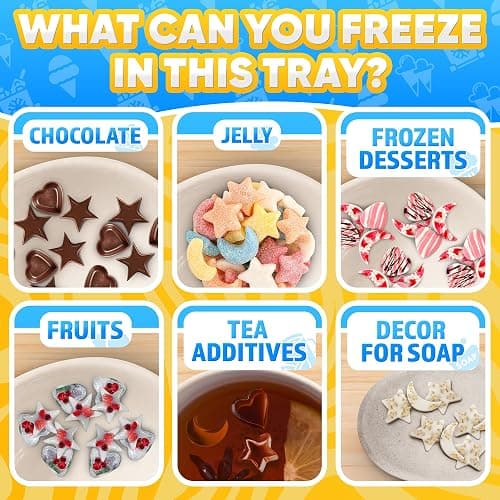 Fun Ice Cube Trays – Cute Silicone Star, Moon & Heart Shapes, 24 Cavities – Flexible, Food Safe, Temperature-Resistant Ice Cube Tray with Lid | Designed for Home Creations & Party Drinks & Desserts thumbnail 5