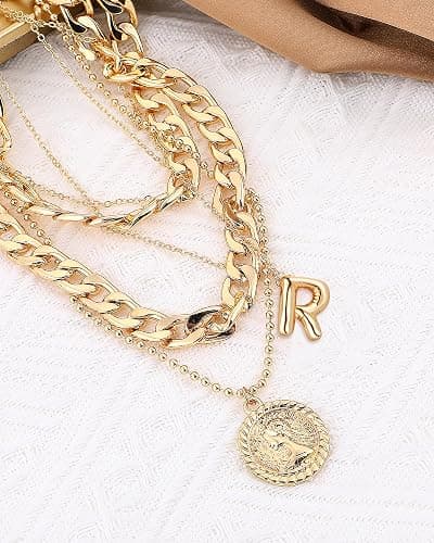 MJartoria Stocking Stuffers for Women-Layered Necklaces for Women Trendy Balloon Initial Pendant Necklace Dainty Chunky Chain Choker Necklaces Jewelry Birthday Gifts thumbnail 4